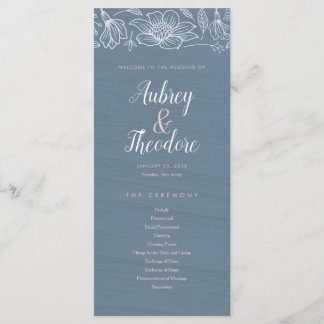 Dusty Blue & Blush Flowers Programme de mariage -