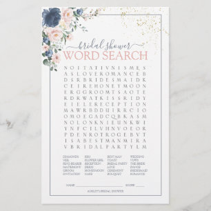 Dusty Blue Blush Pink Gold Word jeu de recherche