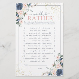 Dusty Blue Blush Rose or Floral Douche Jeu