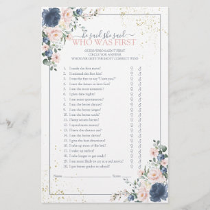 Dusty Blue Blush Rose or Floral Douche Jeu