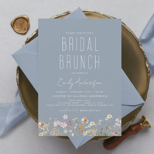 Dusty Blue Boho Fleur sauvage Bridal Brunch Douche