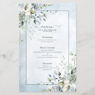 Dusty Blue Botanical Greenery Mariage d'aquarelle