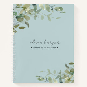 Dusty Blue Botanical Letters to Daughter Journal