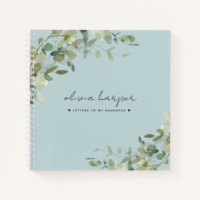Dusty Blue Botanical Letters to Daughter Journal (Devant)