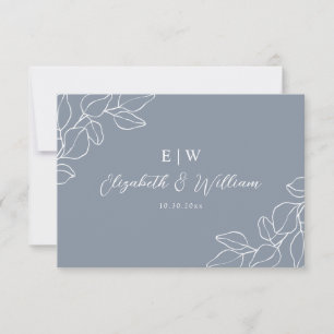 Dusty Blue Botanical Wedding CARD RSVP