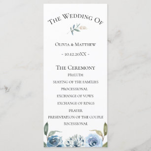 Dusty Blue Botanical Wedding Programme