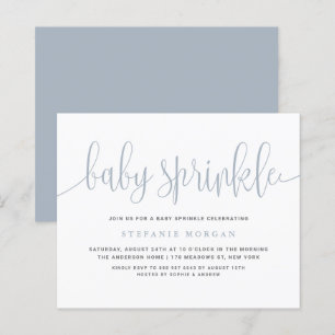 Dusty Blue Calligraphy Baby Sprinkle Invitation
