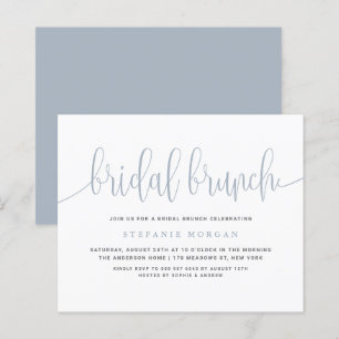 Dusty Blue Calligraphy Invitation de Brunch nuptia