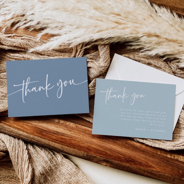 Dusty Blue Carte de remerciements moderne minimali (Créateur téléchargé)