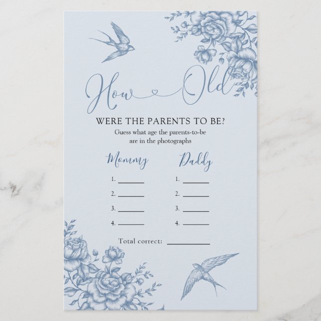 Dusty Blue Chinoiserie Baby shower Comment vieux p (Devant)