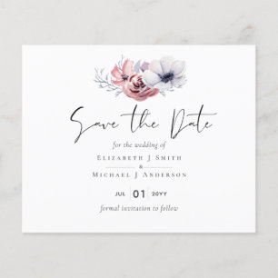 Dusty Blue Coral Floral Mariage Enregistrer Date B