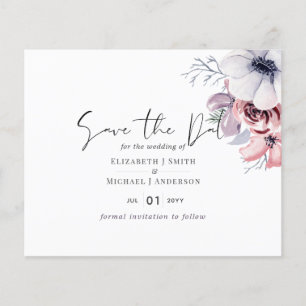 Dusty Blue Coral Floral Mariage Enregistrer Date B