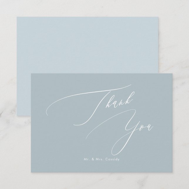 Dusty Blue couleurs DIY Luxe Script Merci (Devant / Derrière)