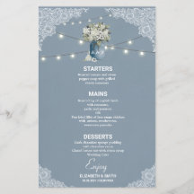 Dusty Blue Country Combiné Blanc Mariage dentelle