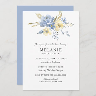 Dusty Blue Cream Floral Bridal Shower invitation