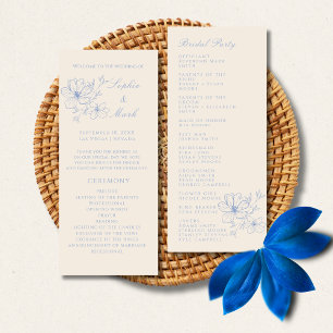 Dusty Blue Delicate Flower Mariage programme détai