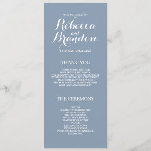 Dusty Blue Designer Script Programme de mariage pe