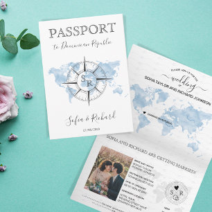 Dusty Blue Destination Mariage Carte du monde Pass