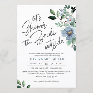 Dusty Blue Drive By Bridal Shower Invitation