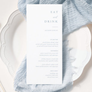 Dusty Blue Elegant Calligraphy Menu Mariage
