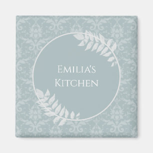 Dusty Blue Elegant Damask Magnet personnalisé