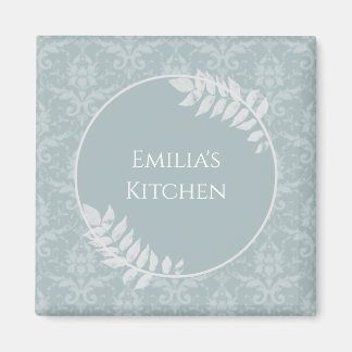 Dusty Blue Elegant Damask Magnet personnalisé