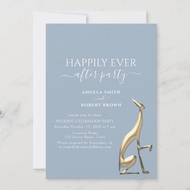 Dusty Blue Elegant Elopement Réception Invitation (Devant)
