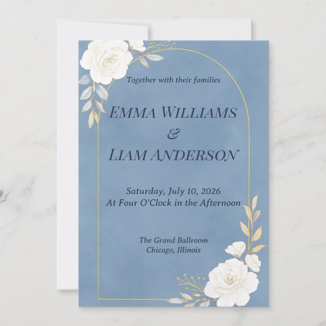 Dusty Blue Elegant Minimalist Wedding Invitation (Devant)