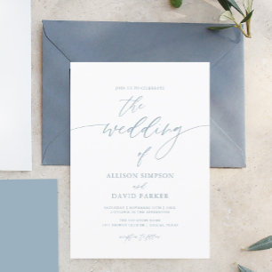 Dusty Blue Élégant Simple Mariage Invitations