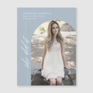 Dusty Blue Elle L'A Fait Arch Photo Graduation Mag