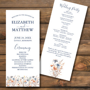 Dusty Blue et Peach Fleurs sauvages Wedding Progra