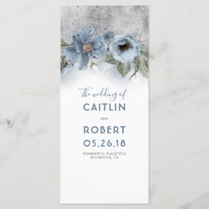 Dusty Blue et Silver Floral programmes de mariage