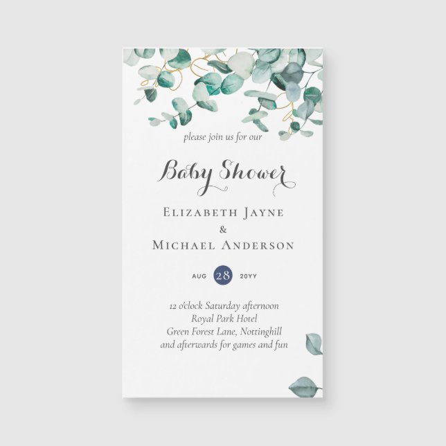 Dusty Blue Eucalyptus Invitations de BABY SHOWER v (Devant)