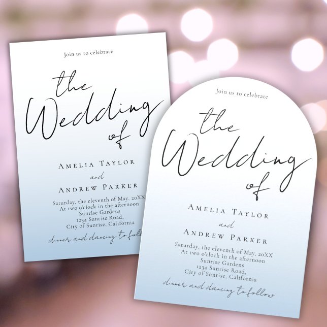 Dusty Blue Faire-part de mariage photo Code QR (Créateur téléchargé)