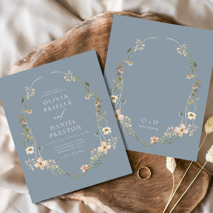 Dusty Blue Fleur sauvage Garden Invitation de mari