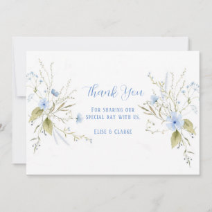 Dusty Blue Fleur sauvage Mariage Merci Cartes