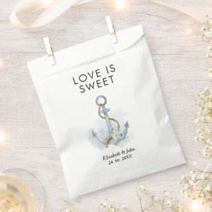 Dusty Blue Floral Ancre Mariage Favor Sacs