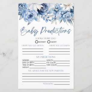 Dusty Blue Floral Baby shower Prédictions Jeu