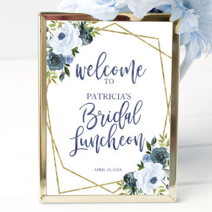 Dusty Blue Floral Bridal Affiche de bienvenue de d