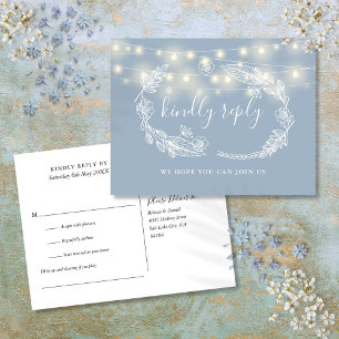 Dusty Blue Floral Demande de carte RSVP