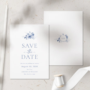 Dusty Blue Floral Enregistrer la carte Date