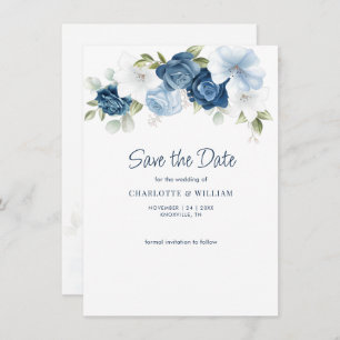 Dusty Blue Floral Enregistrer La Date Annonce