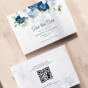 Dusty Blue Floral Enregistrer la date Code QR
