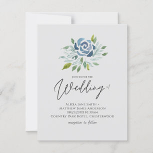Dusty Blue Floral Mariage Élégant budget moderne