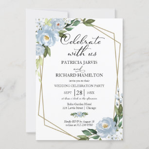 Dusty Blue Floral Mariage Réception Invitation