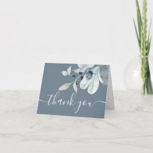 Dusty Blue Floral Merci Cartes