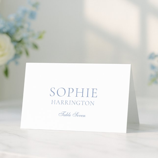 Dusty Blue Floral Monogram Wedding Place Card (Créateur téléchargé)