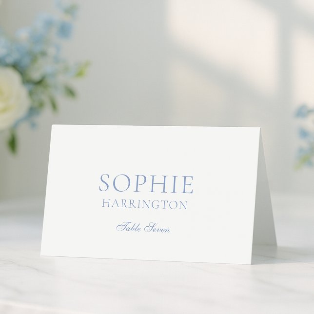 Dusty Blue Floral Monogram Wedding Place Card (Créateur téléchargé)