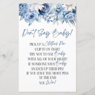 Dusty Blue Floral ne pas dire Baby shower jeu