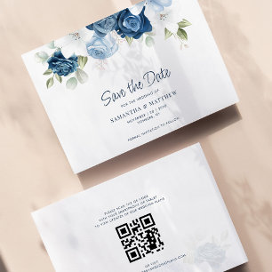 Dusty Blue Floral QR Code Mariage Enregistrer la d
